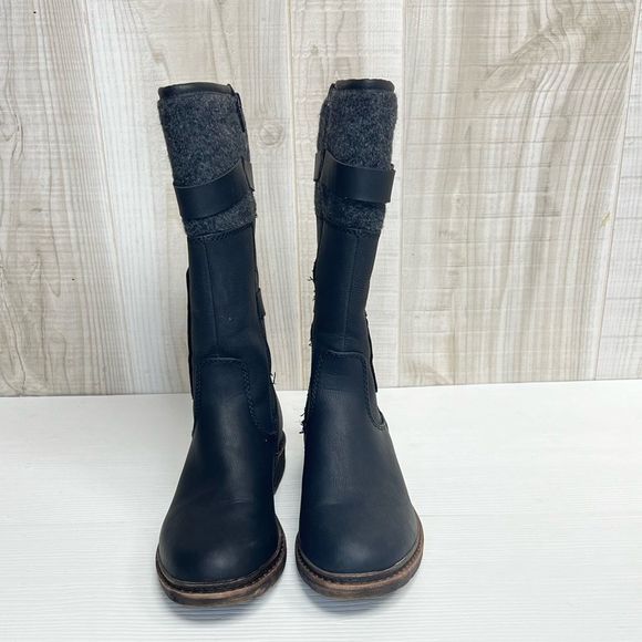 Rieker Shoes - Rieker Tall Leather Wool Lined Black Winter Boots Women's Size 6.5